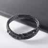 Men's Woven Leather & Titanium Steel Bracelet with Magnetic Buckle