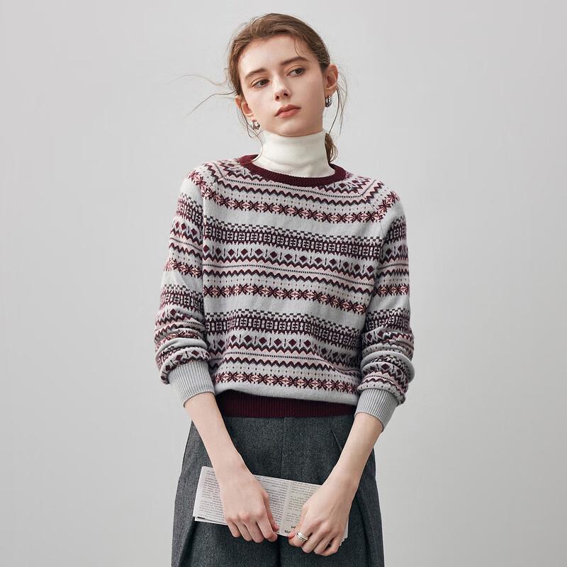 Kemengboka 2025 Fall/Winter Women's Retro Fair Isle Cashmere Knit Sweater