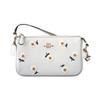 Nolita 19 Small Daisy Flower Embroidery Print Leather Mahjong Bag Armpit Bag Clutch Bag Handbag Small Size Women's White