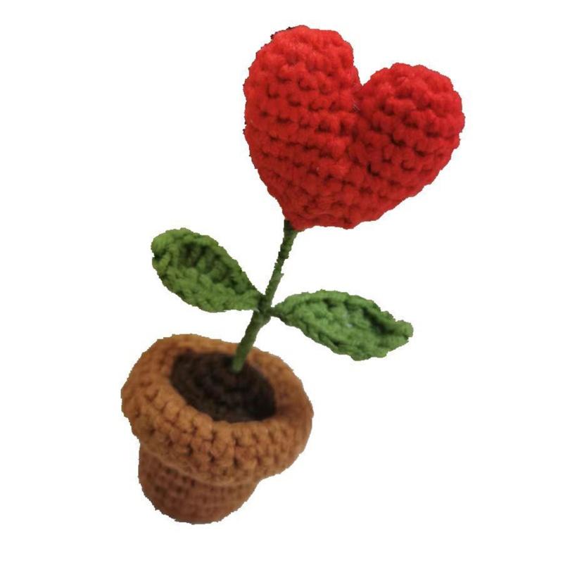Potted Plant Handmade Crochet Artificial Knitting Flower Home Decor Diy