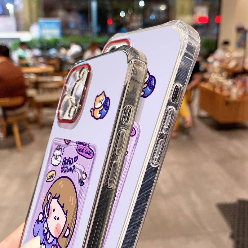 For iPhone 13 Pro Max Case Cute Clear Phone Case For iPhone 16 11 12 13 15 Pro Max XS XR X 7 8 Plus Wallet Card Bag Holder Cover