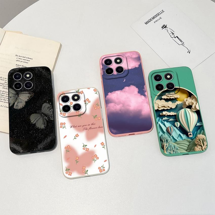 For Huawei Honor X6C X7C 400 Pro Lite Phone Case Pretty Pink Cloud Patterns Liquid Silicone Newly Upgrade Anti Drop Protective Covers For Huawei Shell