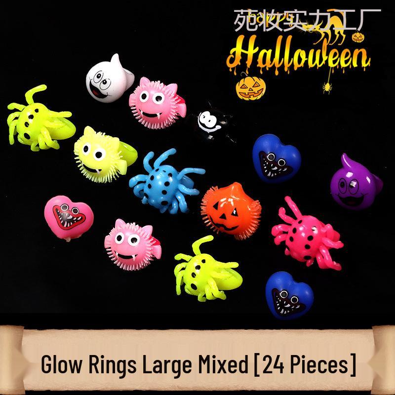 Glowing Pumpkin Lantern Ring Toy: Halloween Gift & Photo Prop for Kids