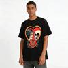 Vintage Love Death Skull Rose Graphic Couple T-Shirt Pure cotton T-shirt