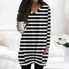 Womens Tops V-neck Long Sleeve Blouses Casual Mid-length Shirts Fashion Print Tunic Tops With Pockets