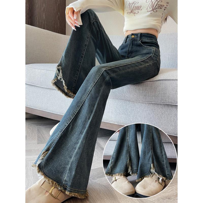 

Plus Size High Waist Velvet Flare Jeans for Women - Autumn/Winter Loose Slimming Bell Bottom Wide Leg Pants 4XL