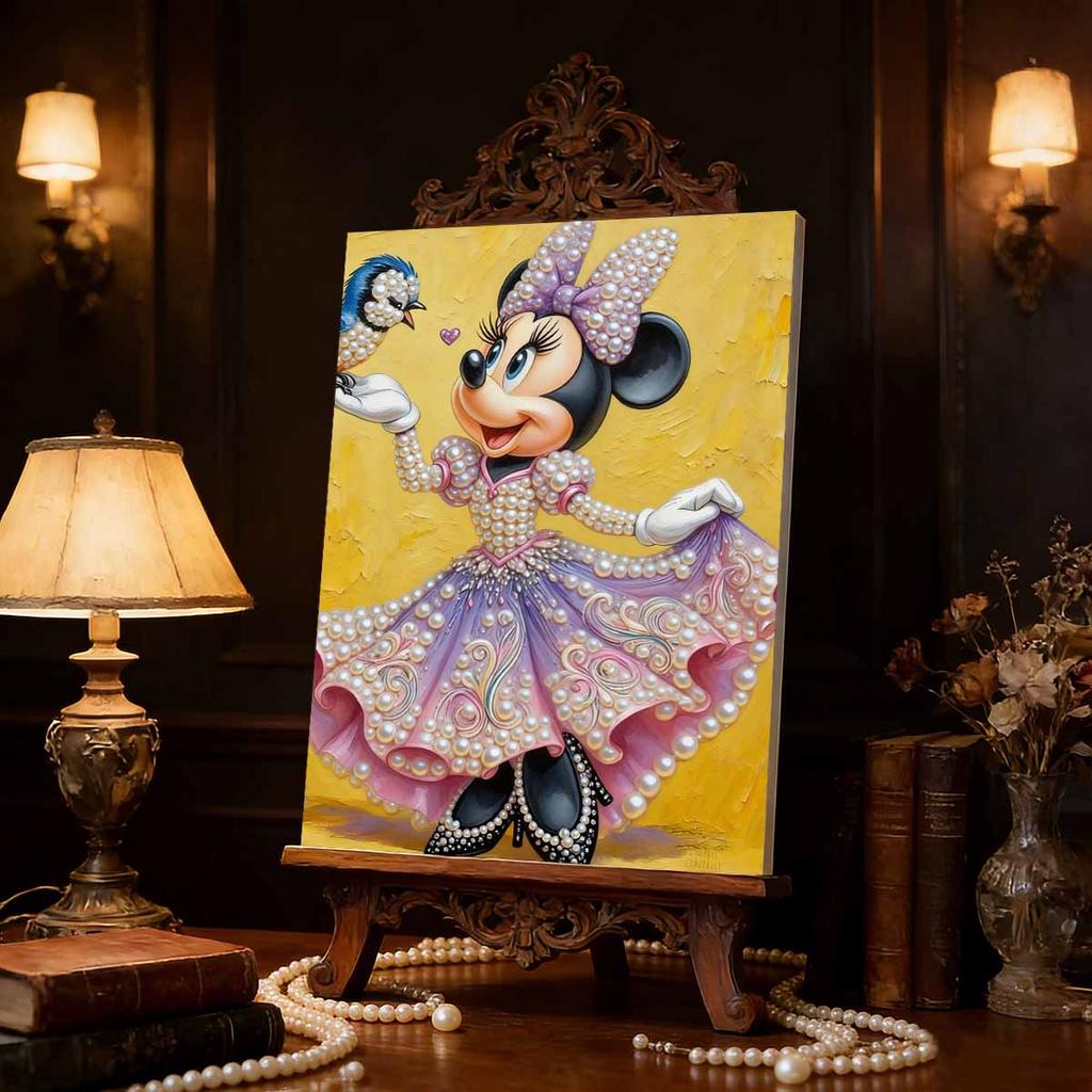 Disney Minnie Oil Painting Style Creative Pearl Painting Art 5D DIY Full Diamond Embroidery Mosaic Cross Stitch Kit Home Room Decoration