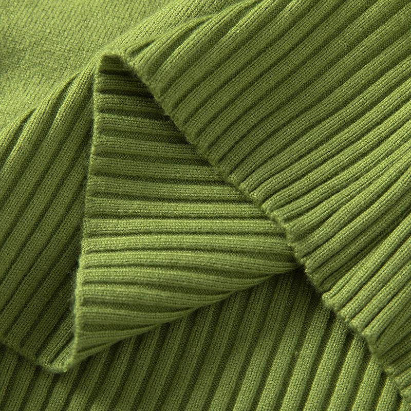 Women's Winter Korean Style Fleece Knit Pullover, Solid Color, Half-High Collar, Slim-Fit Base Layer Top.