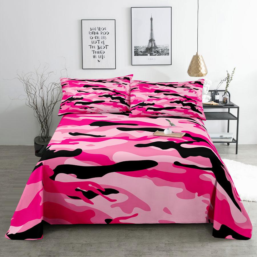 Kamuflażowy Zestaw Prześcieradeł Pościel Poszewki na Poduszki Rozmiar Queen King Podwójny 220x240 Leopard do Sypialni Miękki Twin Full Single