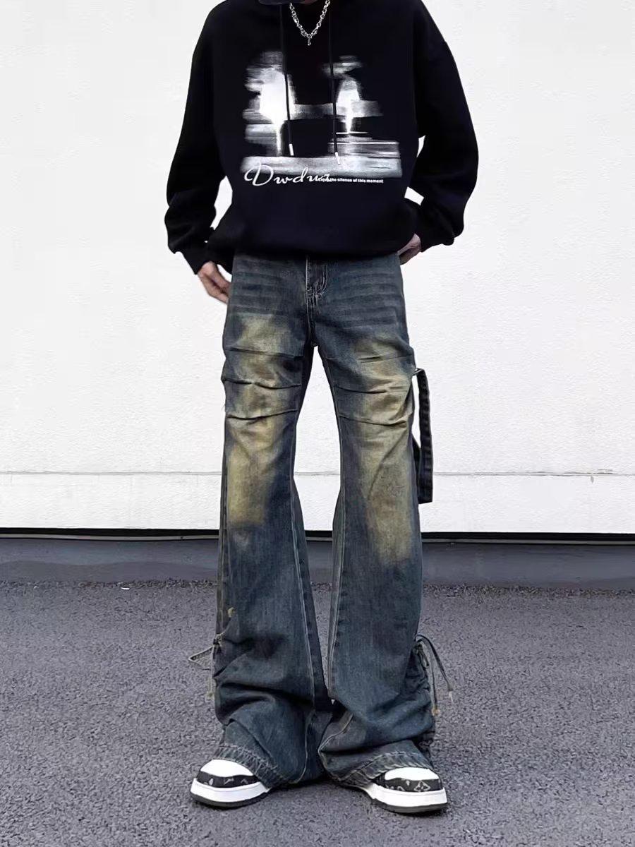 

Американские ретро плиссированные узкие прямые джинсы - Мода весна и осень Large