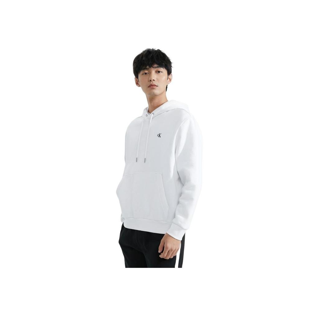 Calvin Klein Ck Embroidered Letter Fleece Hoodie Men hoodies Moonlight-White 40QM431-YAA