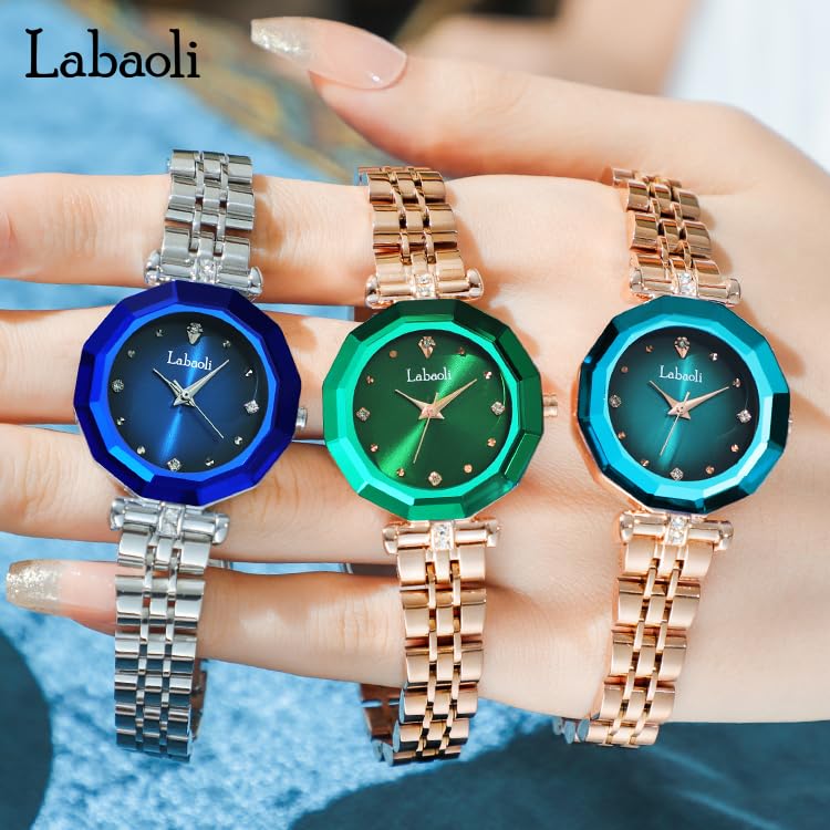 Stylish and cute crystal wristwatch for stainless gift for gold and women, waterproof, brand-name, business-oriented, steel, luxury, cute, her, blue.