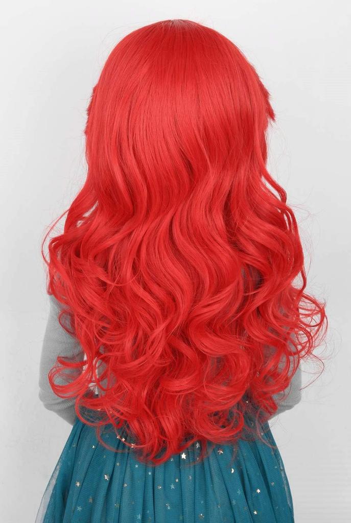 Topcosplay Mermaid Wig for Red Curly Cosplay Halloween Costume Theater One Size Fits School with Net Kids, Hair, Wig, Wig, Wig, Costume, Most,