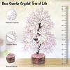 Crocon Rose Quartz Gemstone Tree Feng Shui Figurine Money Bonsai Good Luck Chakra Balancing Gift Size 10-12
