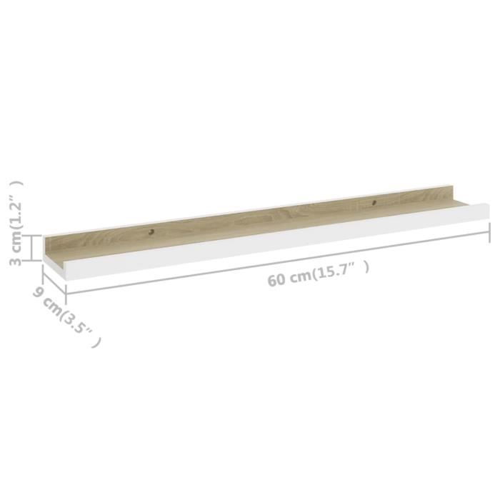VidaXL Wall Shelves 4 Pcs White and Sonoma Oak 60x9x3 Cm