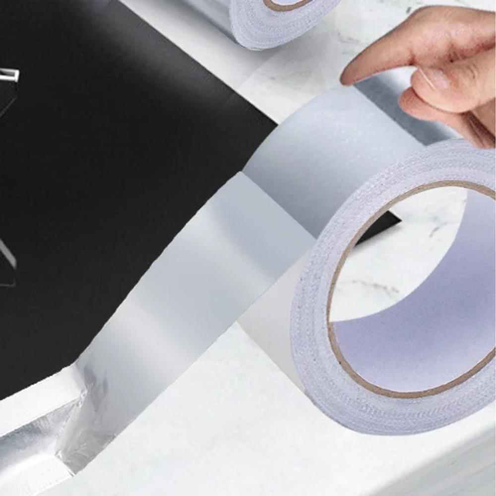 5m/Roll High Temperature Resistance Aluminum Foil Tape Kitchen Pipe Repair Self Adhesive Sealing Heat Insulation Durable Tape