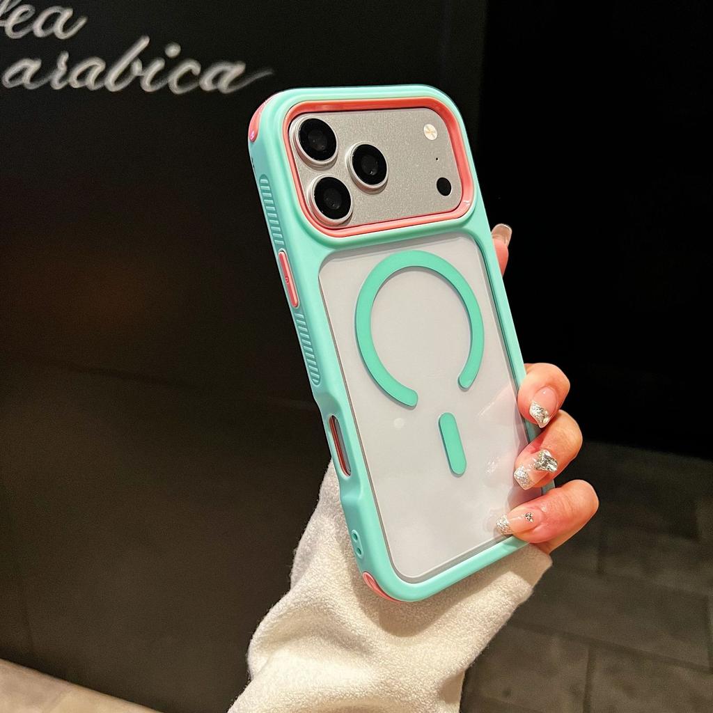 2-In-1 for iPhone17Promax mobile phone case 16pm Apple 15 high transparency magnetic 14 color frame 13