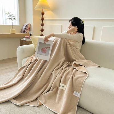 2025 New Solid Color Waffle Four Seasons Blanket Winter Milk Fleece Coral Fleece Small Blanket Bed Cover Blanket