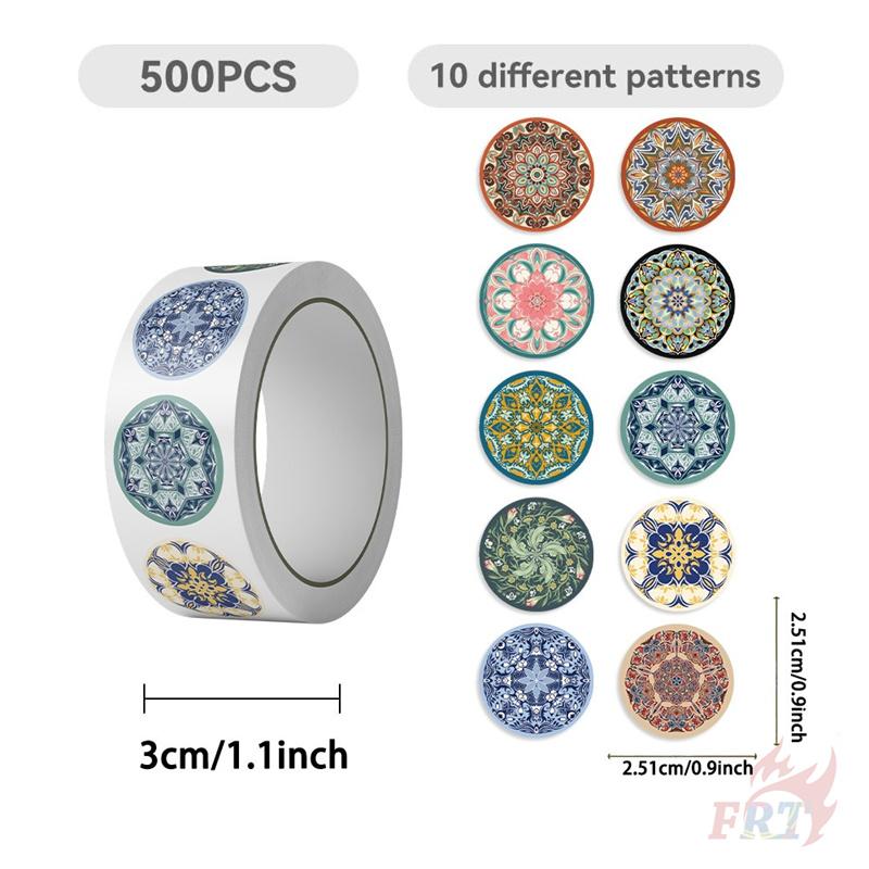 500Pcs/Roll Retro Flower Pattern Art Kids Rewards Stickers - DIY Scrapbooks Album Decor Sealing Label Decals