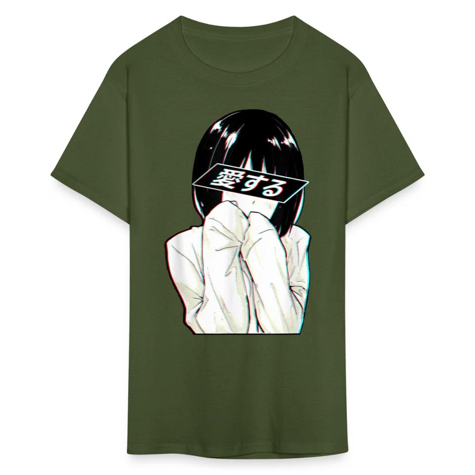 Sad Anime Emo Girl - Japanese Aesthetic Vaporwave Anime Otaku Sadness T-Shirt 10