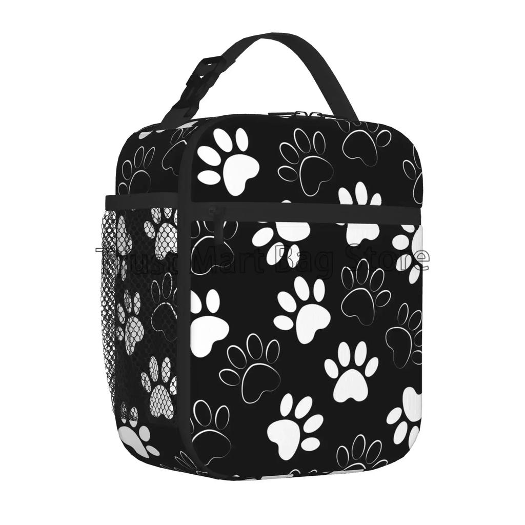 Dog Paw Print Insulated Lunch Bag for Women Reusable Lunch Box for Work School Picnic Cooler Thermal Bento Bag for Boys Girls