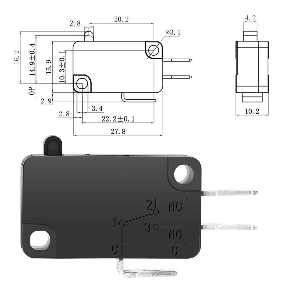 12Pcs 125V/250V 16A SPDT Snap Action Button Useful Black Micro Limit Switch Connector Actuator Microwave Oven Door