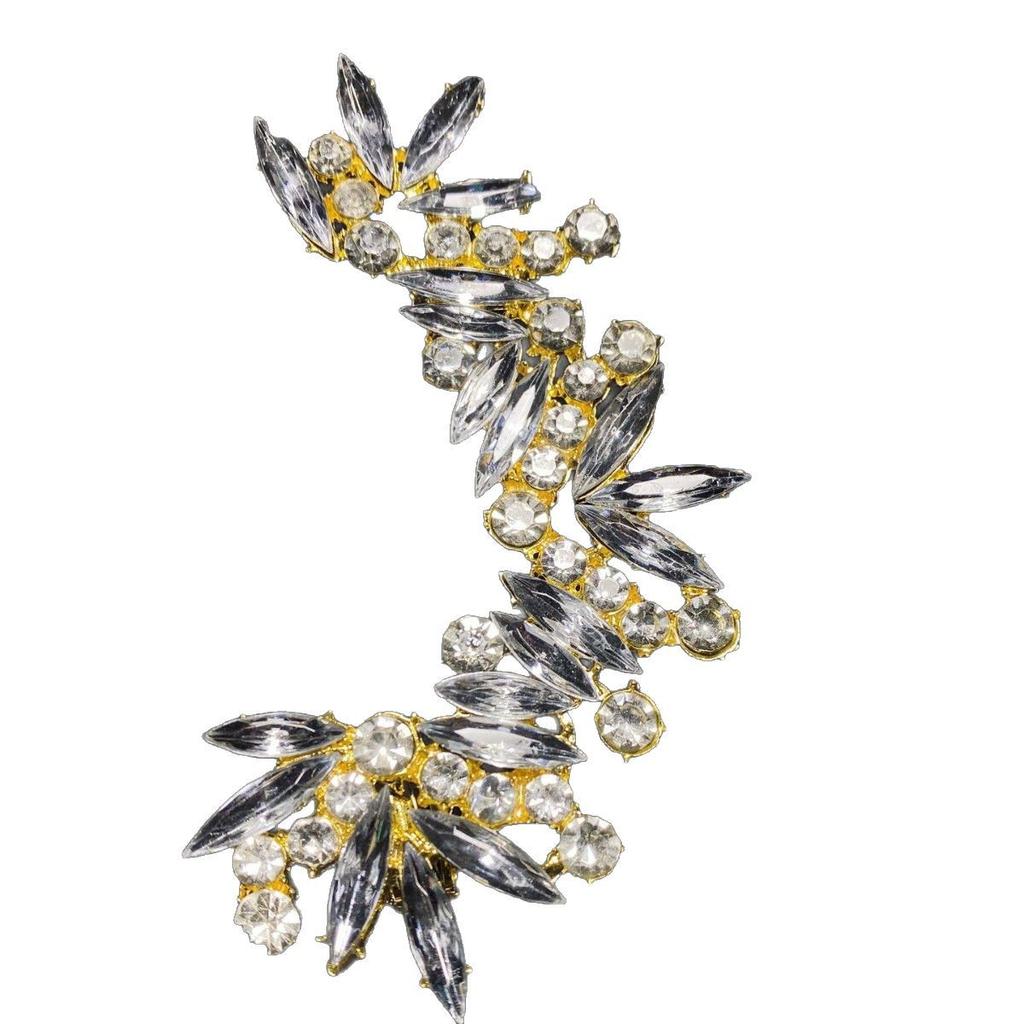 Irregular Rhinestone Ear Bone Clip No Hole High Sense Niche Symmetrical Full Diamond Ear Clip Earrings Female Versatile