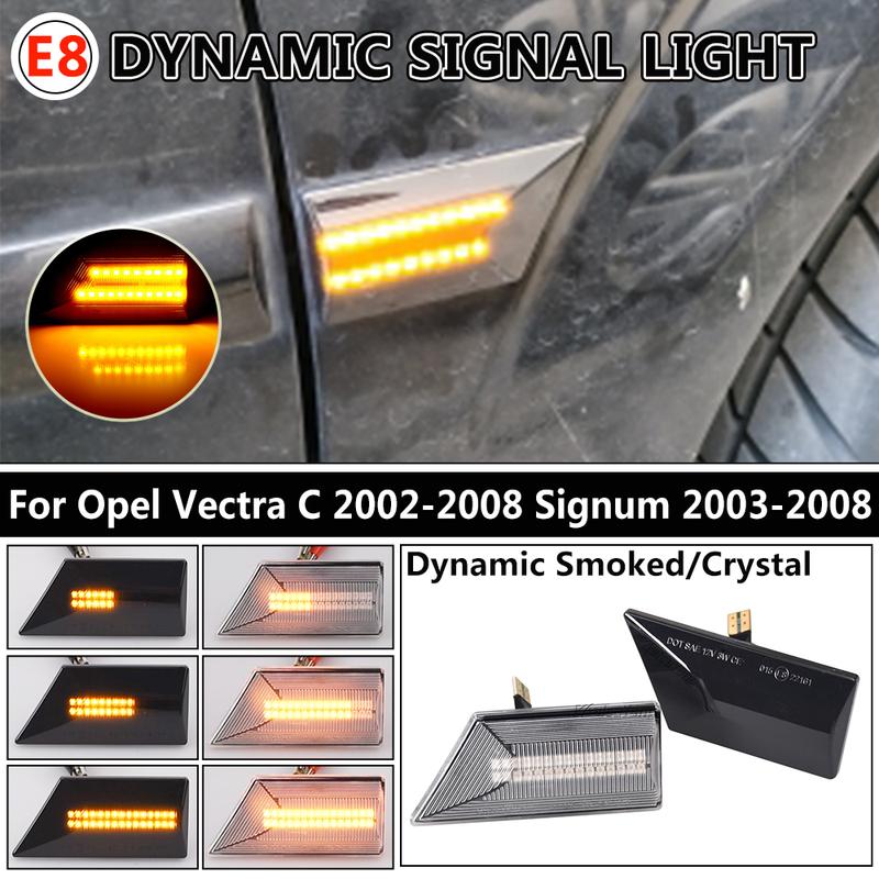 A Pair LED Dynamic Turn Signal Light For Opel Vectra C Signum 2002 2003-2008 Side Marker Fender Light Indicator Lamp 93192381