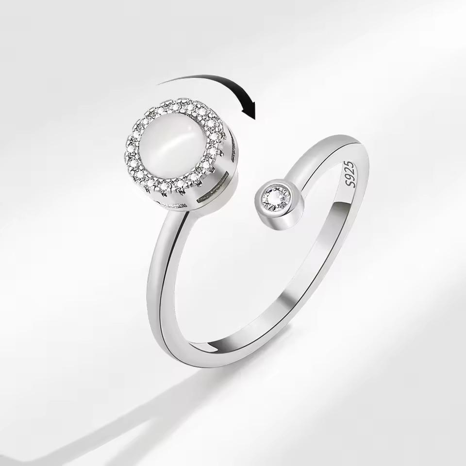 925 Sterling Silver Sunflower Diamond Zircon Rotatable Ring For Women Gift Relieve Stress Ring Jewelry