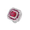 Autumn And Winter Jewelry Copper Bottom Gold-Plated Simulation Red Corundum Blue Spinel Square Ring Female 8 * 10