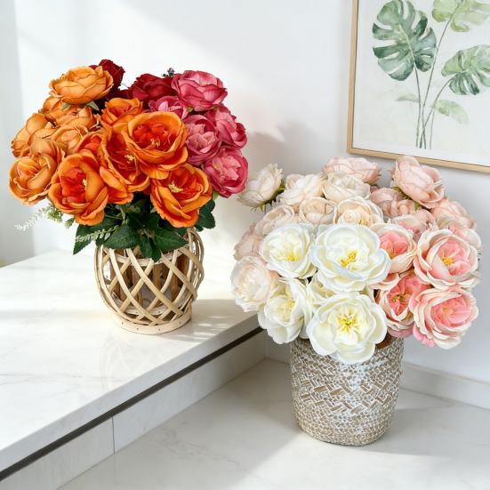 Artificial Rose Bouquet 7 Head Realistic Fake Flower Home Office Wedding Party Table Centerpiece