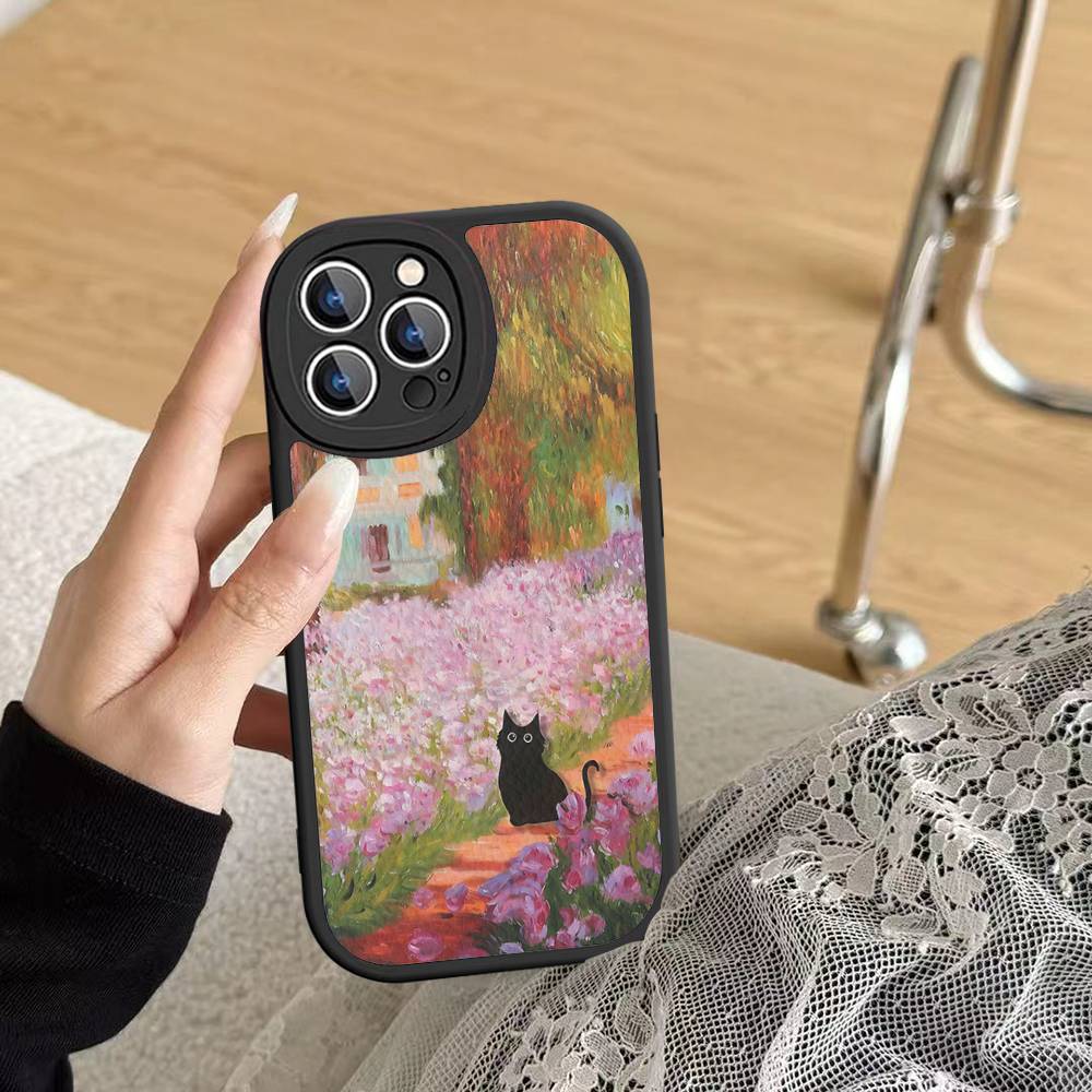 Funny Cats Van Gogh Phone Case For IPhone 16 15 14 13 Pro Max 11 12 Plus Leather Silicone Cover