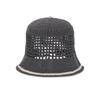 VARZAR VA Top Button Knit Crochet Bucket Hat Gray
