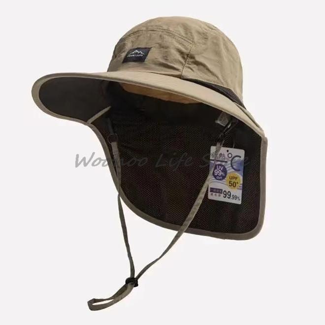 UV Protection Wide Brim Sun Hat Mesh Breathable Quick Dry Fishing Cap for Outdoor Neck Protection