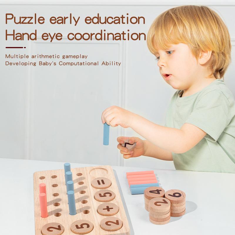 Ten-Grid Array Number Sense Enlightenment Teaching Aids, Addition And Subtraction Arithmetic Children'S Math Pairing Arithmetic Board Wooden Toy