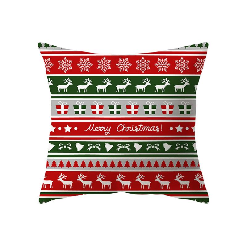 Merry Christmas Snowman Print Pattern Cushion Cover Home Living Room Sofa Decoration Square Polyester Pillow Pillow Cover