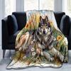 1pc Wolf's Peaceful Rest amidst Nature's Bounty Blanket  Soft Throw for Home Decor, Gift Idea, Living Room, Travel, Camping, Car Blankets