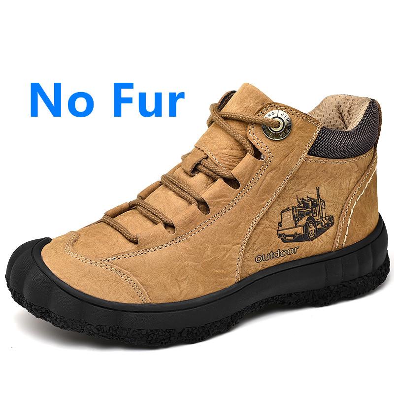 Winter Men Shoes Warm Plush Handmade Sewing Non-Slip Outdoor Men's Boots Fashion Men Ankle Hiking Shoes High Quality Sneakers