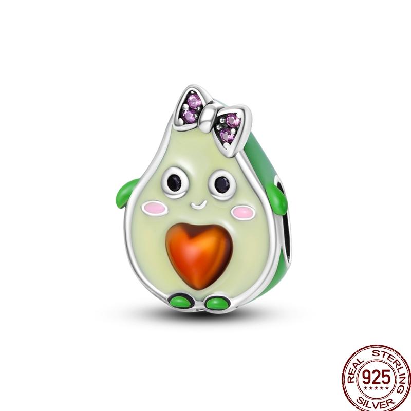 Newstering Copper Cherry Strawberry Fruit Series Charms Beads Fit 3Mm Original Bracelets Diy Birthday Jewelry Gifts