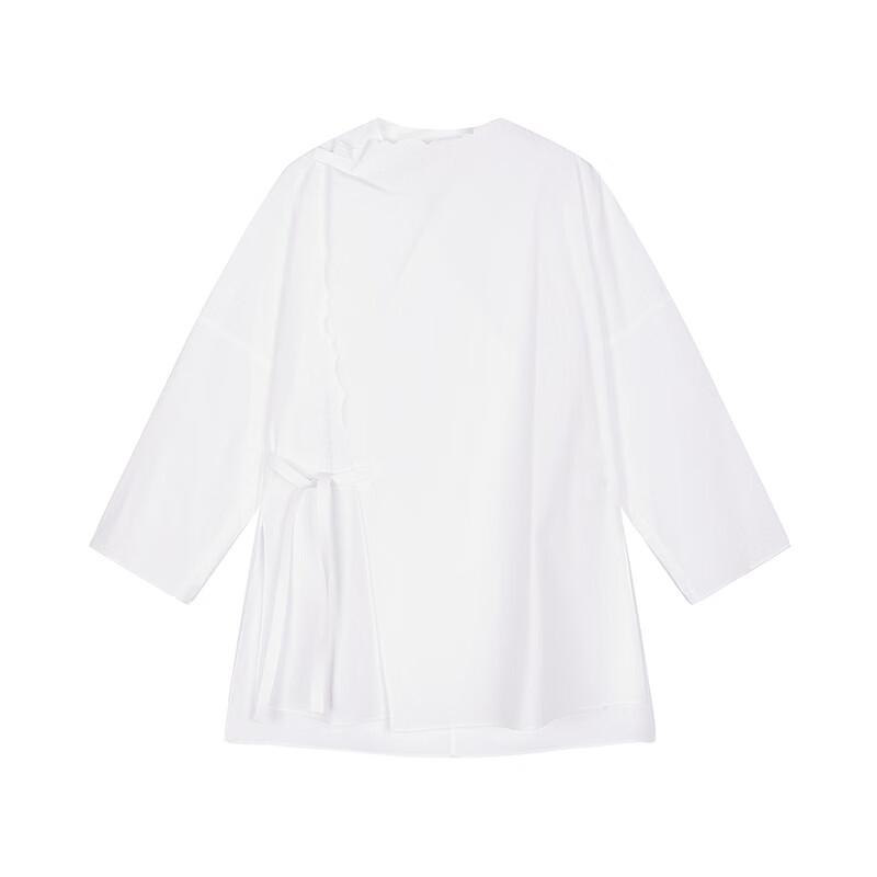 Less 2026 Spring Ruffle Collar Loose Straight Long Sleeve Shirt