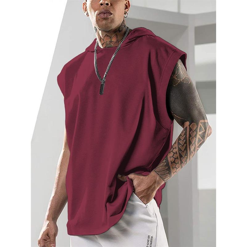 Men Sleeveless Hoodie Muscle Fit Workout Tank Top Casual Gym Sweatshirt