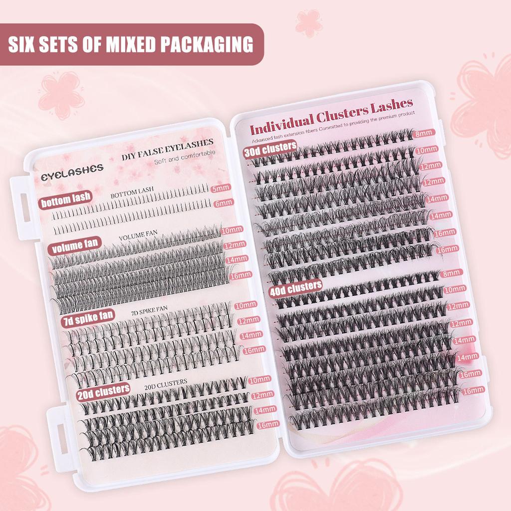Diy Single Tuft False Eyelashes Fluffy Thick Eyelashes 30 + 40D Mixed Dress Eyelash Book Set