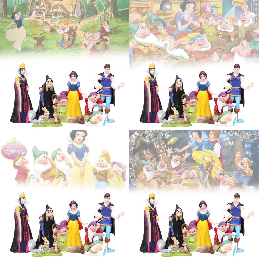 Uroczy Zestaw Figurek Królewny Śnieżki i Siedmiu Krasnoludków Idealny do Dekoracji Tortu