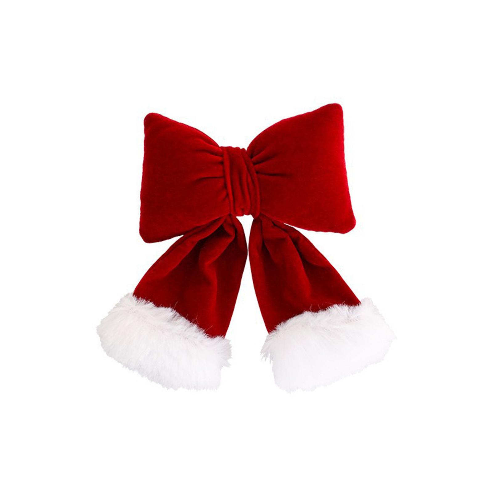 

Рождественские украшения Флокированный красный бант Бархатные елочные украшения One Size