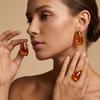 Irregular Maillard Style Resin Alloy Earrings Women's Fashion Retro Coffee Color Fashion Temperament Stud Earrings Earrings Rings