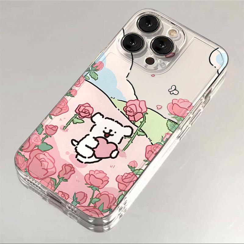 Handyhülle Für Liebhaber Paare Passend für iPhone 11 12 13 14 15 16 Pro Max XR X XS Mini 8 7 Plus SE 2020 Klare Hülle Niedlicher Cartoon-Hund