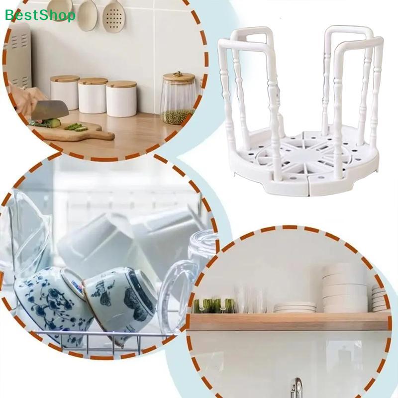 Telescopic Rotatable Dish Rack,Adjustable Plastic Bowl Cup Drying Rack for Kitchen Sink
