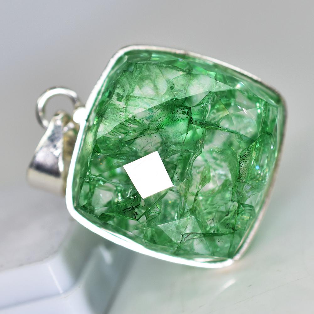 Natural Emerald 133 Ct CERTIFIED Square Cushion Cut Pendant 925 Starling Silver MY.PD-157-NS