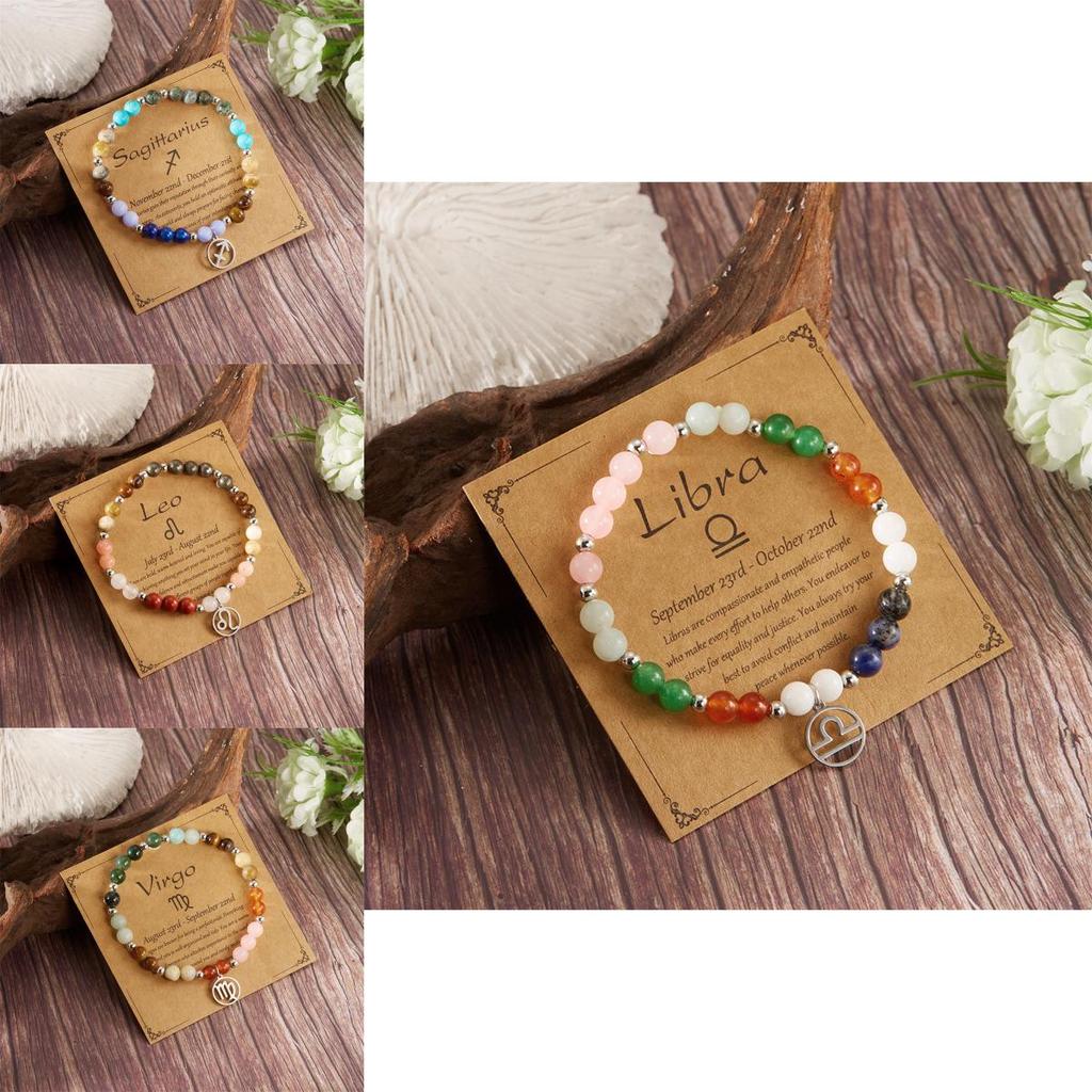 Twelve Constellation Beaded Bracelet With Natural Stones For Women Gift Ideas