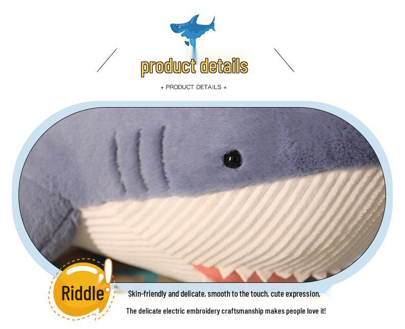 Adorável Tubarão Branco de Pelúcia - Almofada Série Oceano para Crianças e Meninas